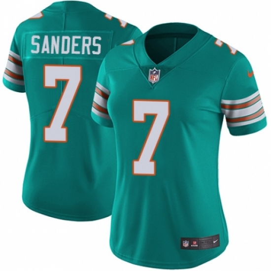 Women's Nike Miami Dolphins 7 Jason Sanders Aqua Green Alternate Vapor Untouchable Limited Player NFL Jersey