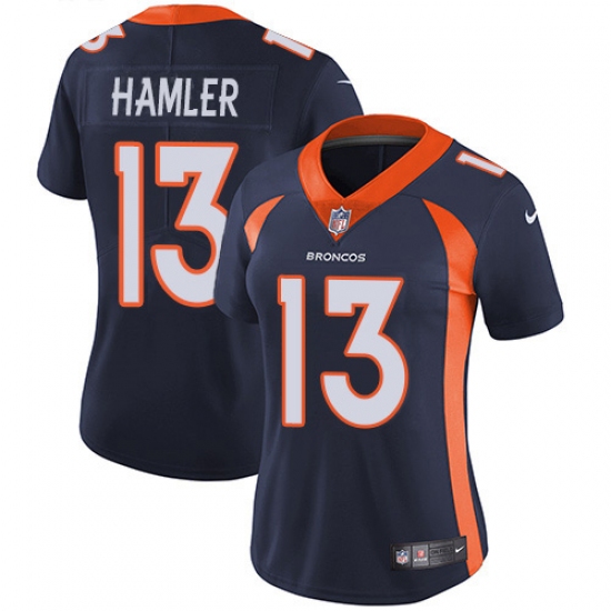 Women's Denver Broncos 13 KJ Hamler Navy Blue Alternate Stitched Vapor Untouchable Limited Jersey