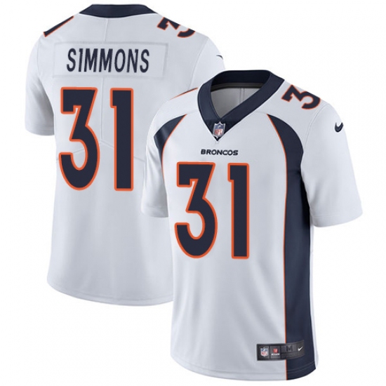 Youth Nike Denver Broncos 31 Justin Simmons White Vapor Untouchable Limited Player NFL Jersey