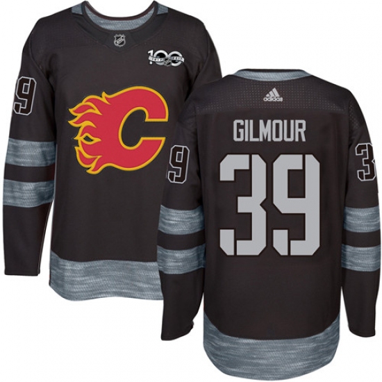 Men's Adidas Calgary Flames 39 Doug Gilmour Authentic Black 1917-2017 100th Anniversary NHL Jersey