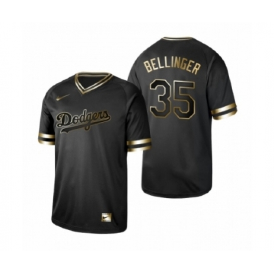 Men's Los Angeles Dodgers 35 Cody Bellinger Nike Black Golden Jersey