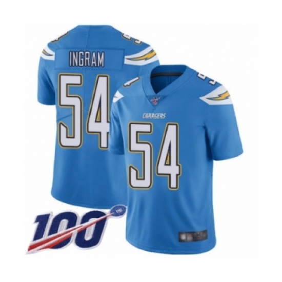 Men's Los Angeles Chargers 54 Melvin Ingram Electric Blue Alternate Vapor Untouchable Limited Player 100th Season Football Jersey