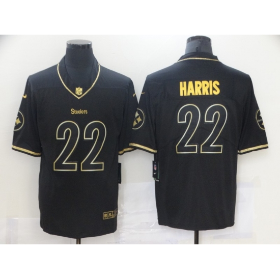 Men's Pittsburgh Steelers 22 Najee Harris Nike Black Gold Draft First Round Pick Limited Jersey