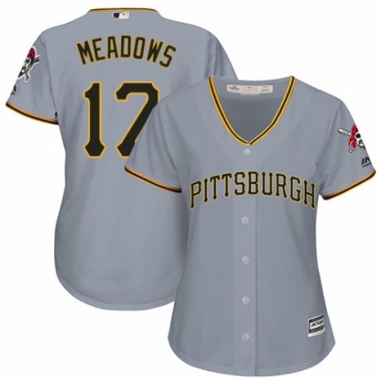 Women's Majestic Pittsburgh Pirates 17 Austin Meadows Authentic Grey Road Cool Base MLB Jersey