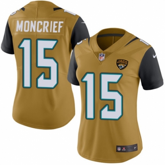 Women's Nike Jacksonville Jaguars 15 Donte Moncrief Limited Gold Rush Vapor Untouchable NFL Jersey