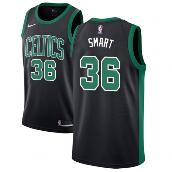 Youth Adidas Boston Celtics 36 Marcus Smart Authentic Black NBA Jersey - Statement Edition