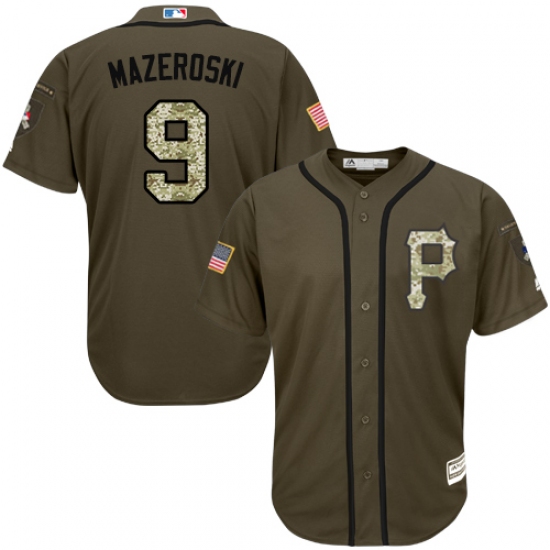 Youth Majestic Pittsburgh Pirates 9 Bill Mazeroski Authentic Green Salute to Service MLB Jersey