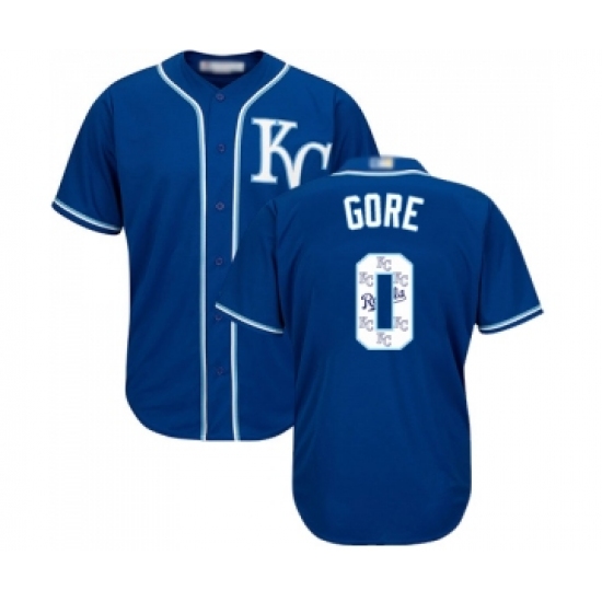 Men's Kansas City Royals 0 Terrance Gore Blue Authentic Blue Team Logo Fashion Cool Base Baseball Jersey