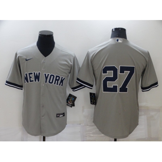 Men's Nike New York Yankees 27 Giancarlo Stanton Gray Stitched Baseball Jersey