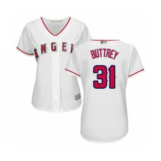 Women's Los Angeles Angels of Anaheim 31 Ty Buttrey Authentic White Home Cool Base Baseball Player Jersey