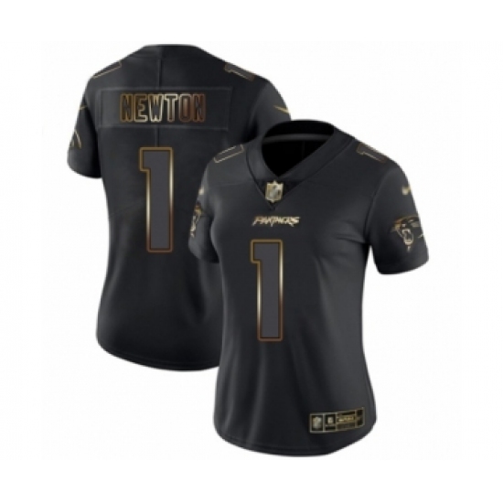 Women's Carolina Panthers 1 Cam Newton Black Gold Vapor Untouchable Limited Football Jersey
