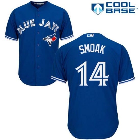 Youth Majestic Toronto Blue Jays 14 Justin Smoak Authentic Blue Alternate MLB Jersey