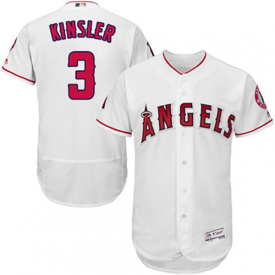 Men's Majestic Los Angeles Angels of Anaheim 3 Ian Kinsler White Home Flex Base Authentic Collection MLB Jersey