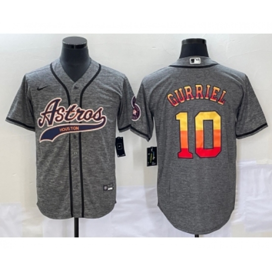 Men's Houston Astros 10 Yuli Gurriel Grey Gridiron Cool Base Stitched Baseball Jersey