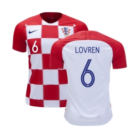 Croatia 6 Lovren Home Kid Soccer Country Jersey