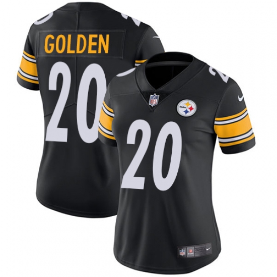 Women's Nike Pittsburgh Steelers 20 Robert Golden Black Team Color Vapor Untouchable Limited Player NFL Jersey
