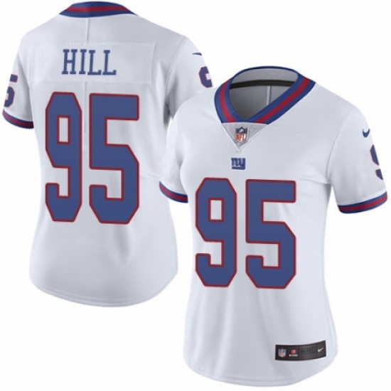 Women's Nike New York Giants 95 B.J. Hill Limited White Rush Vapor Untouchable NFL Jersey
