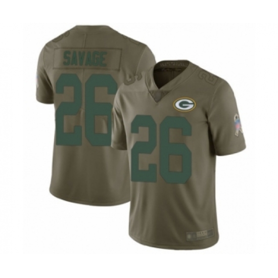 Men's Green Bay Packers 26 Darnell Savage Jr. Limited Olive 2017 Salute to Service Football Jerseys