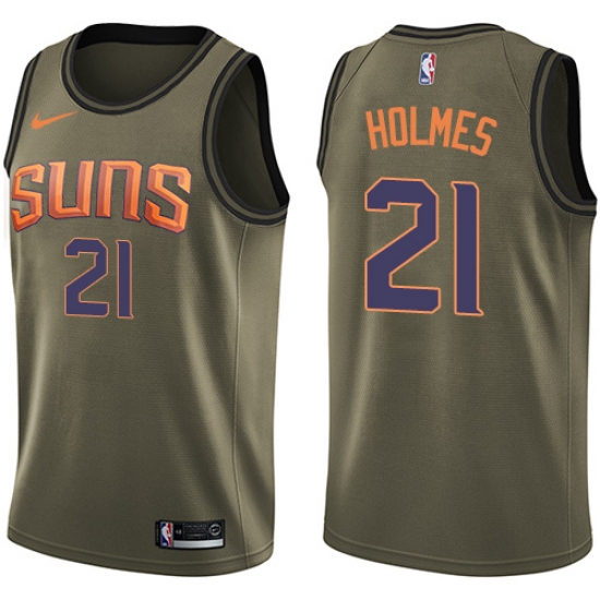 Men's Nike Phoenix Suns 21 Richaun Holmes Swingman Green Salute to Service NBA Jersey
