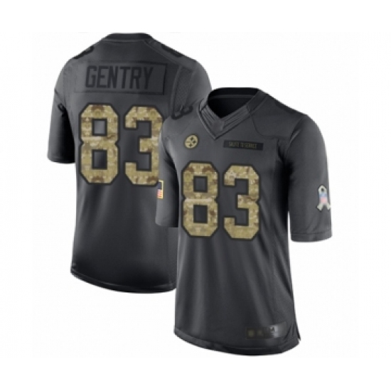 Men's Pittsburgh Steelers 83 Zach Gentry Limited Black 2016 Salute to Service Football Jersey