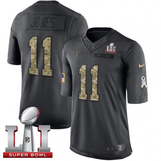 Youth Nike Atlanta Falcons 11 Julio Jones Limited Black 2016 Salute to Service Super Bowl LI 51 NFL Jersey