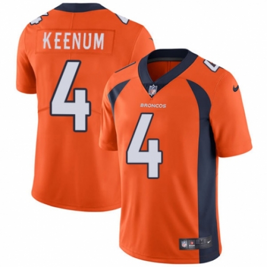 Youth Nike Denver Broncos 4 Case Keenum Orange Team Color Vapor Untouchable Limited Player NFL Jersey