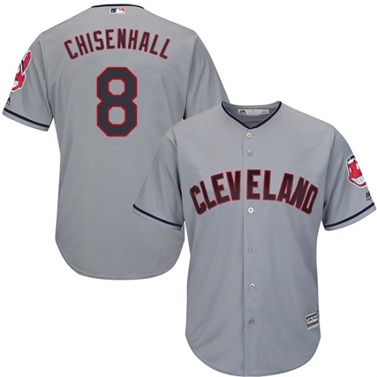 Men's Majestic Cleveland Indians 8 Lonnie Chisenhall Replica Grey Road Cool Base MLB Jersey