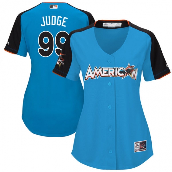Women's Majestic New York Yankees 99 Aaron Judge Authentic Blue American League 2017 MLB All-Star MLB Jersey
