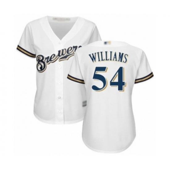 Women's Milwaukee Brewers 54 Taylor Williams Authentic White Home Cool Base Baseball Player Jersey