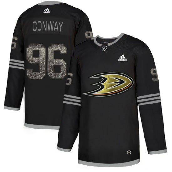 Men's Adidas Anaheim Ducks 96 Charlie Conway Black Authentic Classic Stitched NHL Jersey