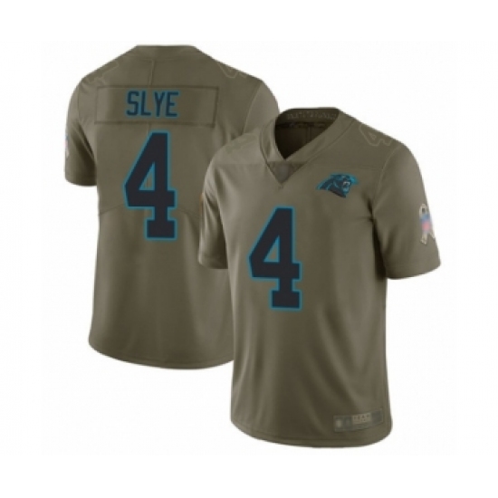 Men's Carolina Panthers 4 Joey Slye Limited Olive 2017 Salute to Service Football Jersey
