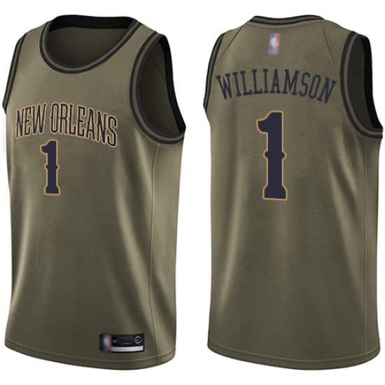 Nike New Orleans Pelicans 1 Zion Williamson Green NBA Swingman Salute to Service Jersey