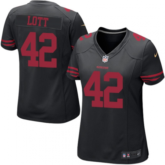 Women's Nike San Francisco 49ers 42 Ronnie Lott Game Black NFL Jersey