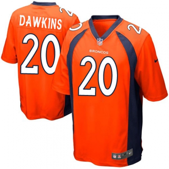 Men's Nike Denver Broncos 20 Brian Dawkins Game Orange Team Color NFL Jersey