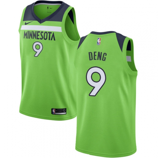 Men's Nike Minnesota Timberwolves 9 Luol Deng Swingman Green NBA Jersey Statement Edition