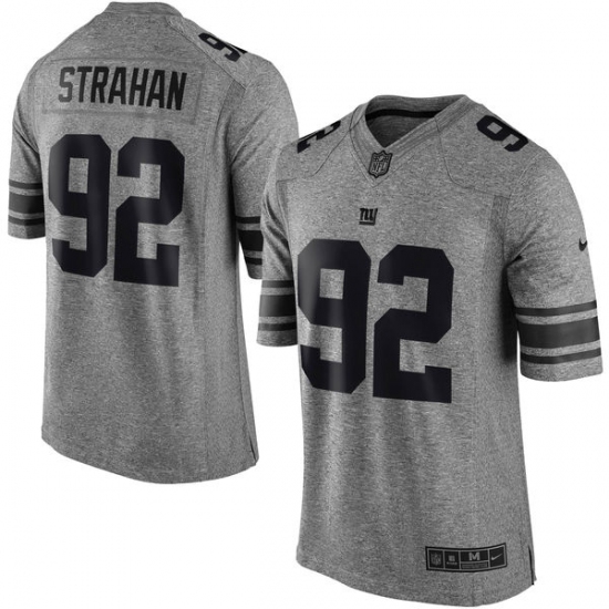 Men's Nike New York Giants 92 Michael Strahan Limited Gray Gridiron NFL Jersey