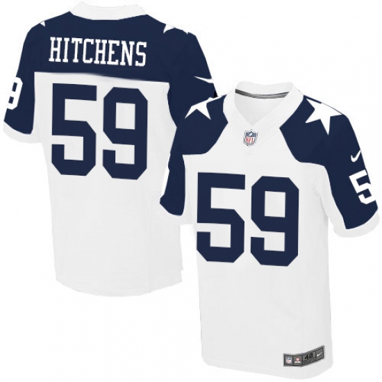 Men's Nike Dallas Cowboys 59 Anthony Hitchens Elite White Throwback Alternate NFL Jersey