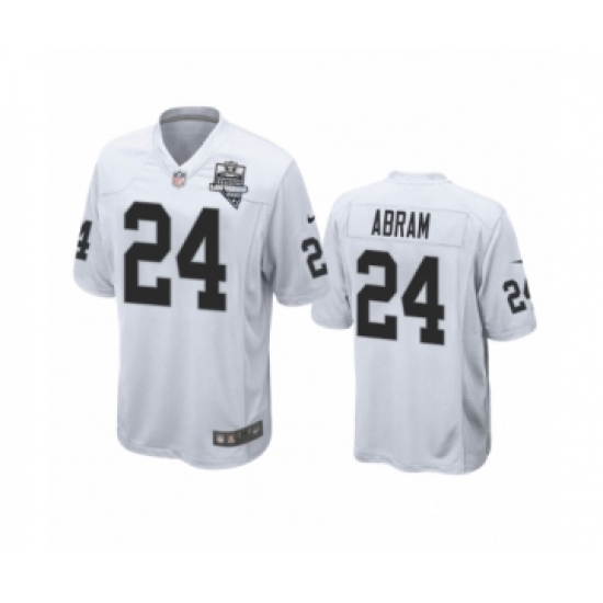 Men's Oakland Raiders 24 Johnathan Abram White 2020 Inaugural Season Game Jersey