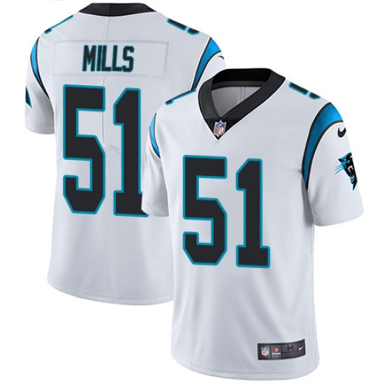 Men's Nike Carolina Panthers 51 Sam Mills White Vapor Untouchable Limited Player NFL Jersey