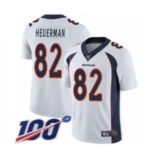 Men's Denver Broncos 82 Jeff Heuerman White Vapor Untouchable Limited Player 100th Season Football Jersey