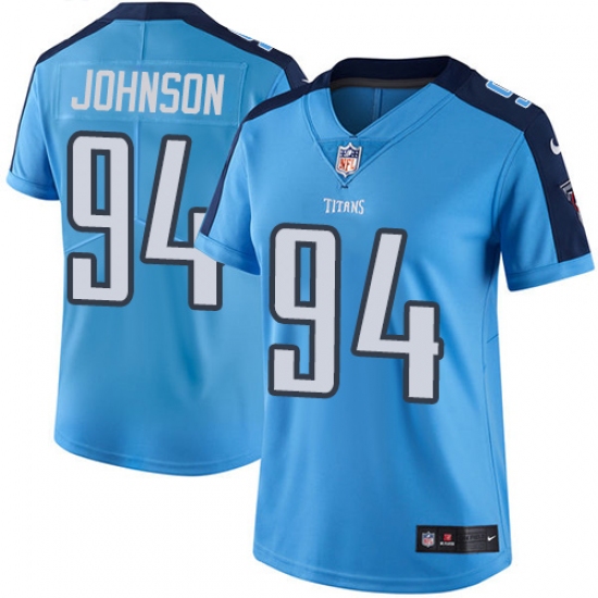 Women's Nike Tennessee Titans 94 Austin Johnson Light Blue Team Color Vapor Untouchable Limited Player NFL Jersey