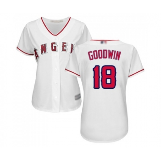 Women's Los Angeles Angels of Anaheim 18 Brian Goodwin Replica White Home Cool Base Baseball Jersey