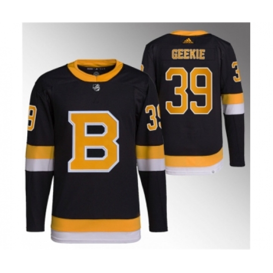 Men's Boston Bruins 39 Morgan Geekie Black Home Breakaway Stitched Jersey