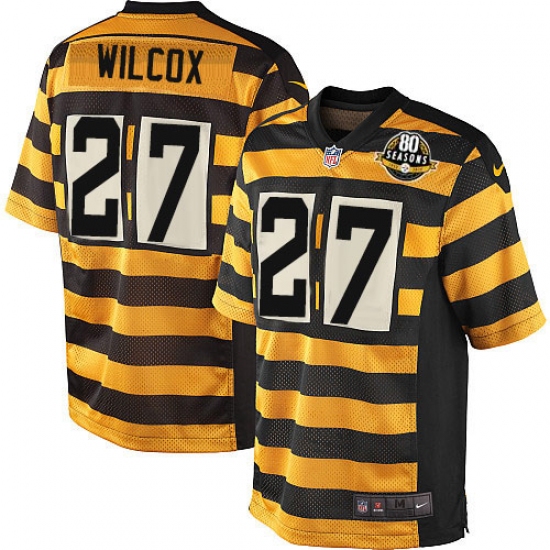 Men's Nike Pittsburgh Steelers 27 J.J. Wilcox Game Yellow/Black Alternate 80TH Anniversary Throwback NFL Jersey