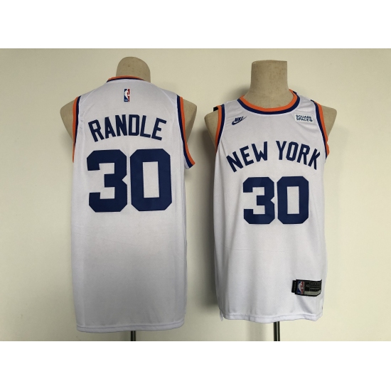 Men's Nike New York Knicks 30 Julius Randle White Stitched Basketball Jersey
