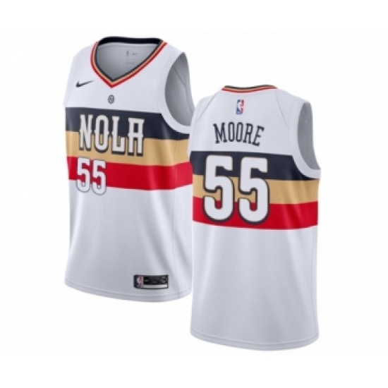 Men's Nike New Orleans Pelicans 55 E'Twaun Moore White Swingman Jersey - Earned Edition