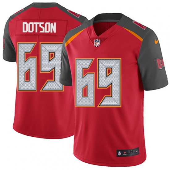 Men's Nike Tampa Bay Buccaneers 69 Demar Dotson Red Team Color Vapor Untouchable Limited Player NFL Jersey