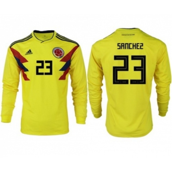 Colombia 23 Sanchez Home Long Sleeves Soccer Country Jersey