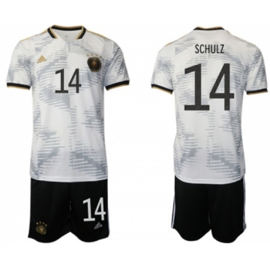 Men's Germany 14 Schulz White Home Soccer Jersey Suit