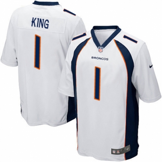 Men's Nike Denver Broncos 1 Marquette King Game White NFL Jersey